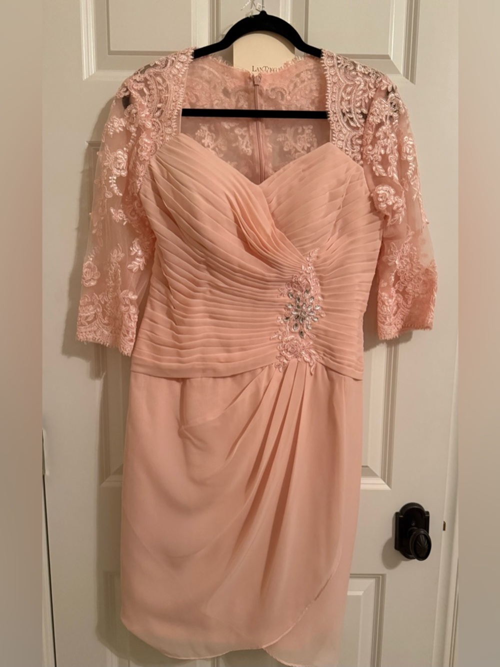 Pink Lace-Accent Evening Dress-perfect mother of the bride dress